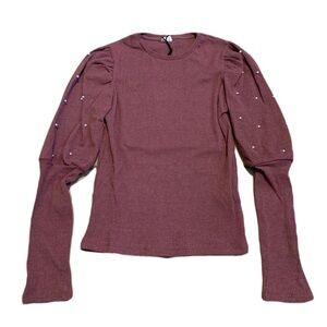 Zara Dusty Rose Blouse with Pearl Details
